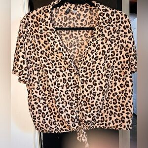 H&M Leopard Print Button Down Collar Shirt